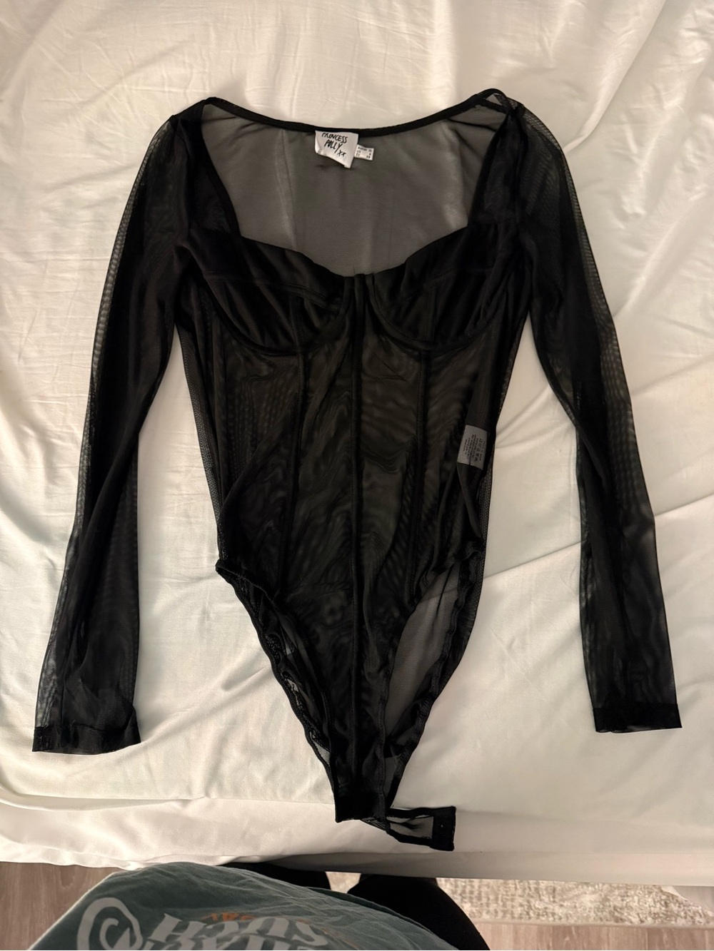 Princess Polly Black Sheer Long-Sleeve Mesh Bodysuit